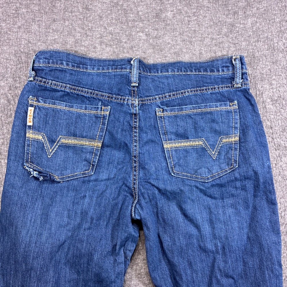 Cinch Ian Jeans Mens 34x34 Blue Slim Bootcut Distressed Western Cowboy Rodeo